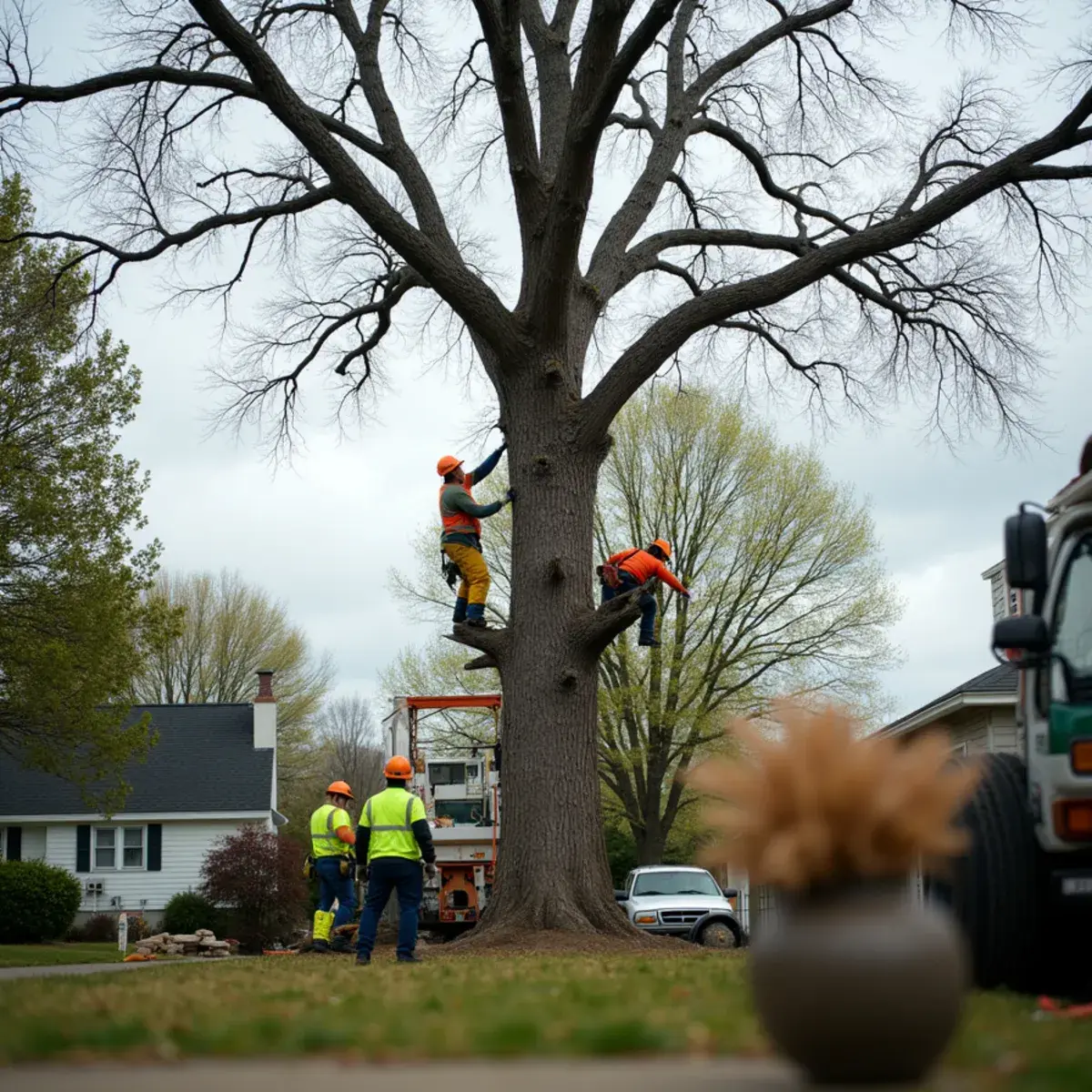 Michigan tree with a large portion of dead branches in the upper canopy