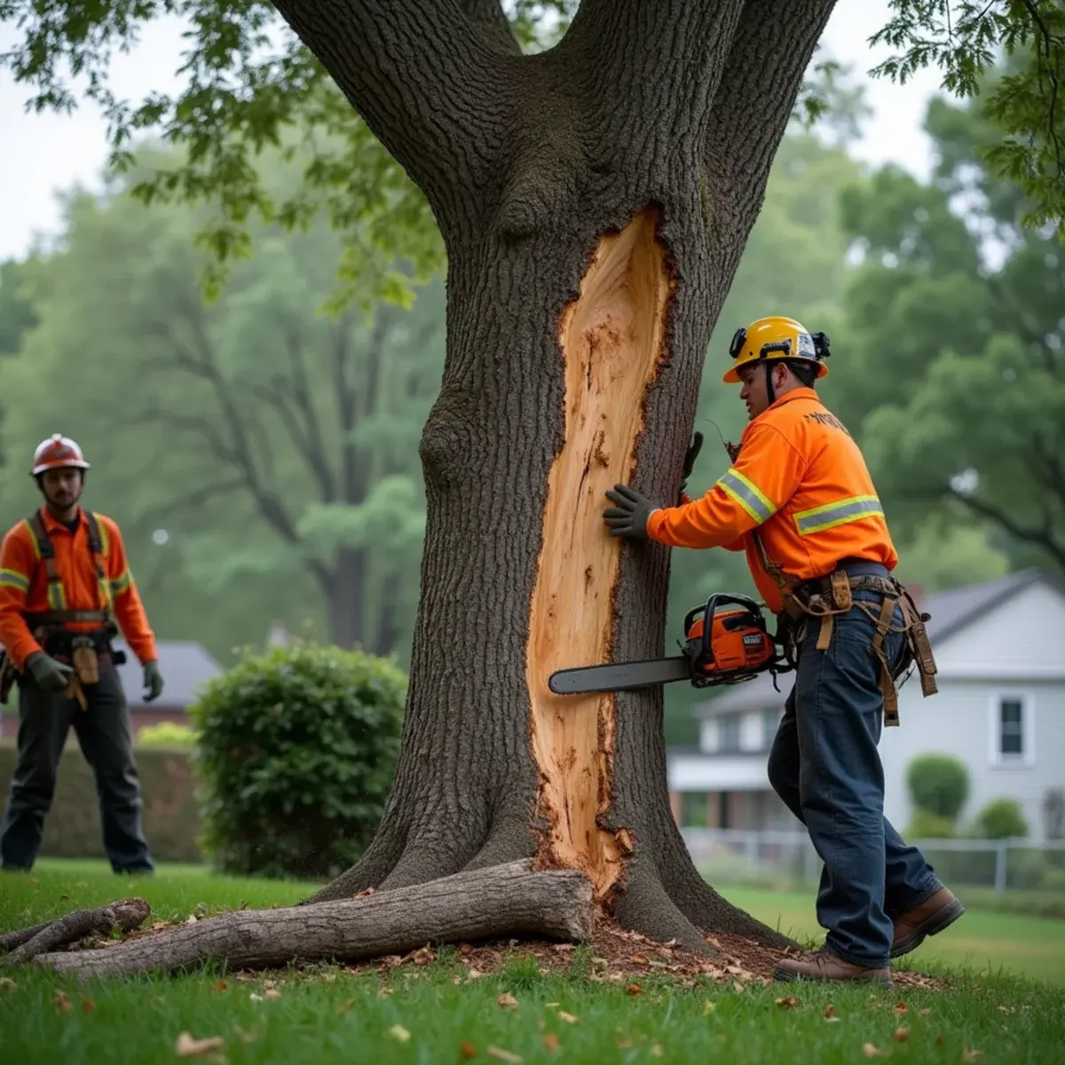 Torn scar on a Michigan tree where a large limb has already failed