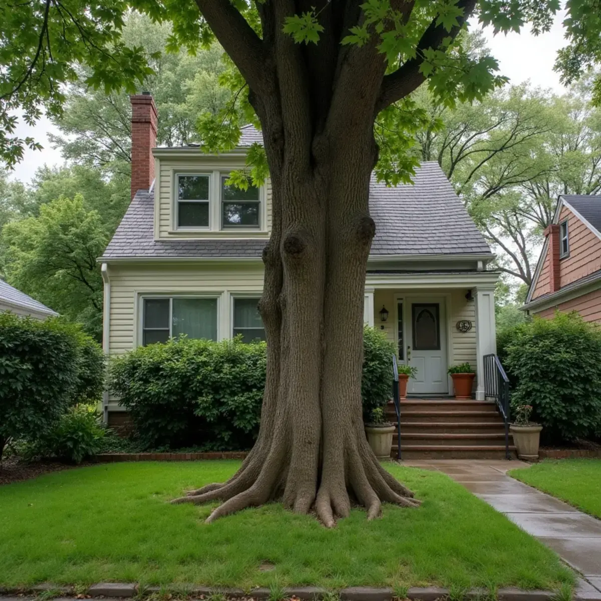 Mature silver maple in the front yard of a home in Grosse Pointe, Michigan