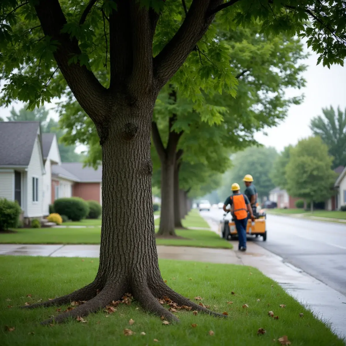 Mature silver maple in the front yard of a home in Taylor, Michigan