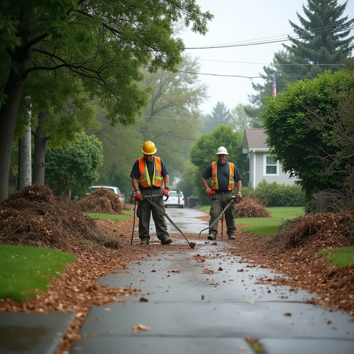 Michigan driveway cleared and passable after overnight emergency tree work