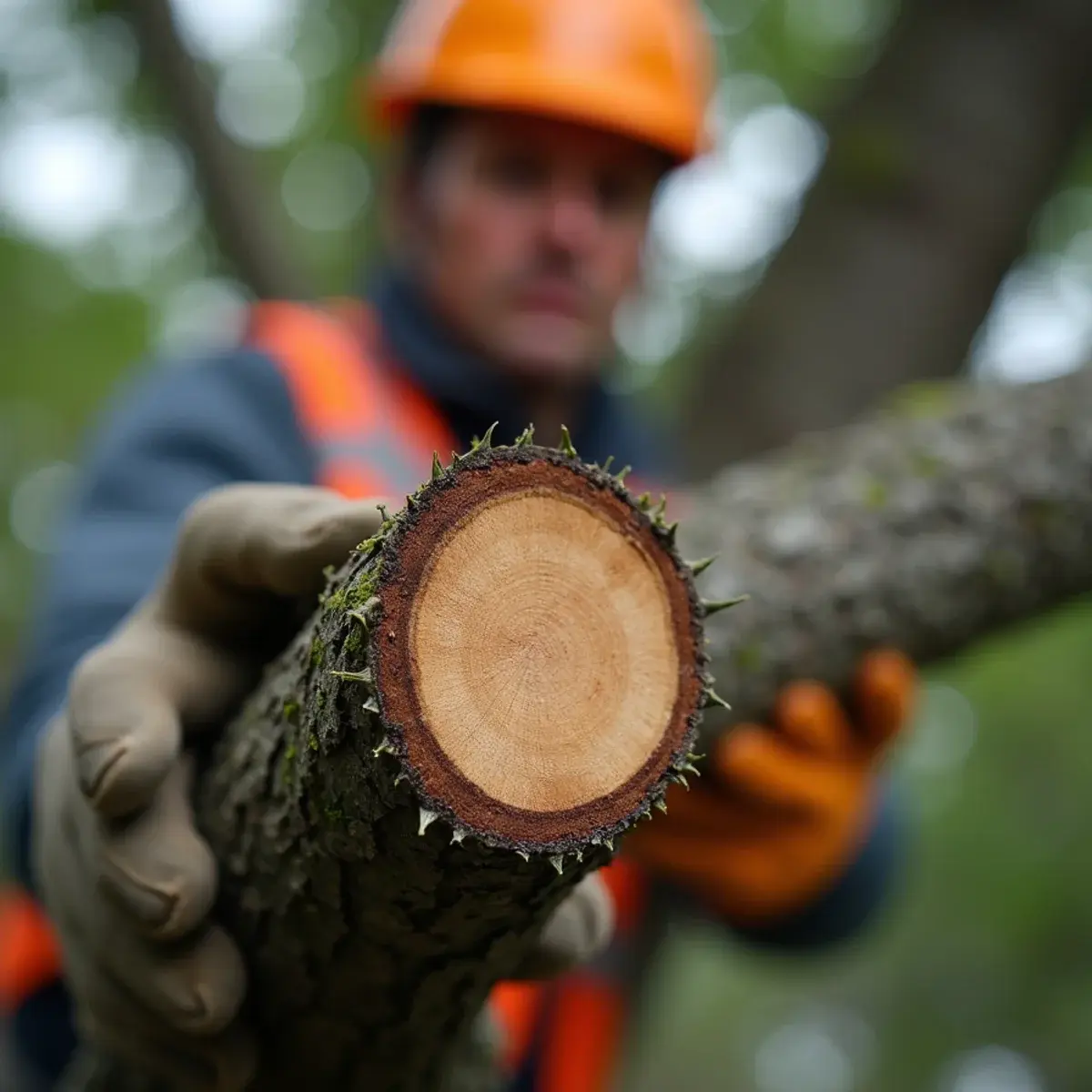 Close-up of a correct pruning cut made just outside the branch collar