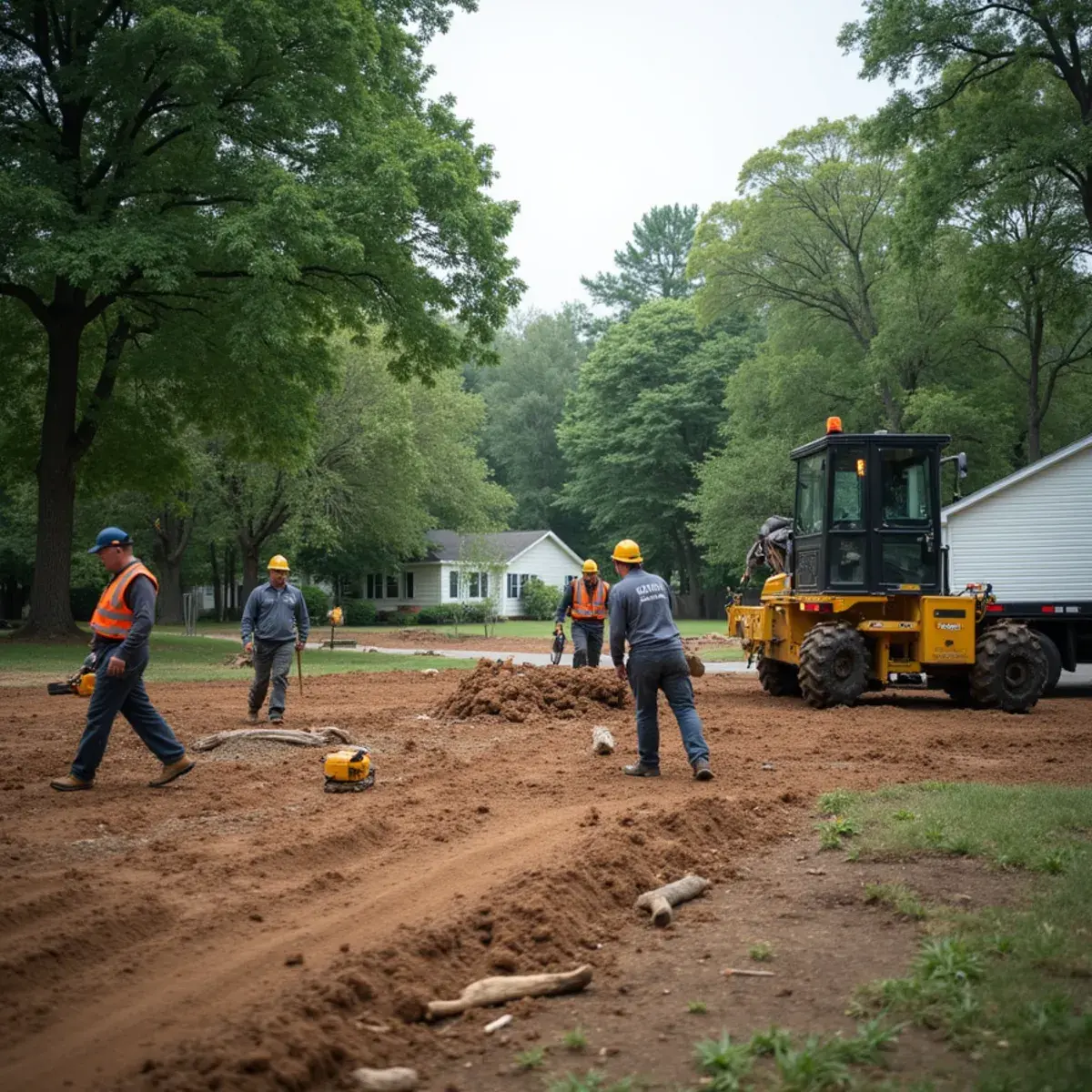 Cleared and graded slab site after a small demolition in Michigan