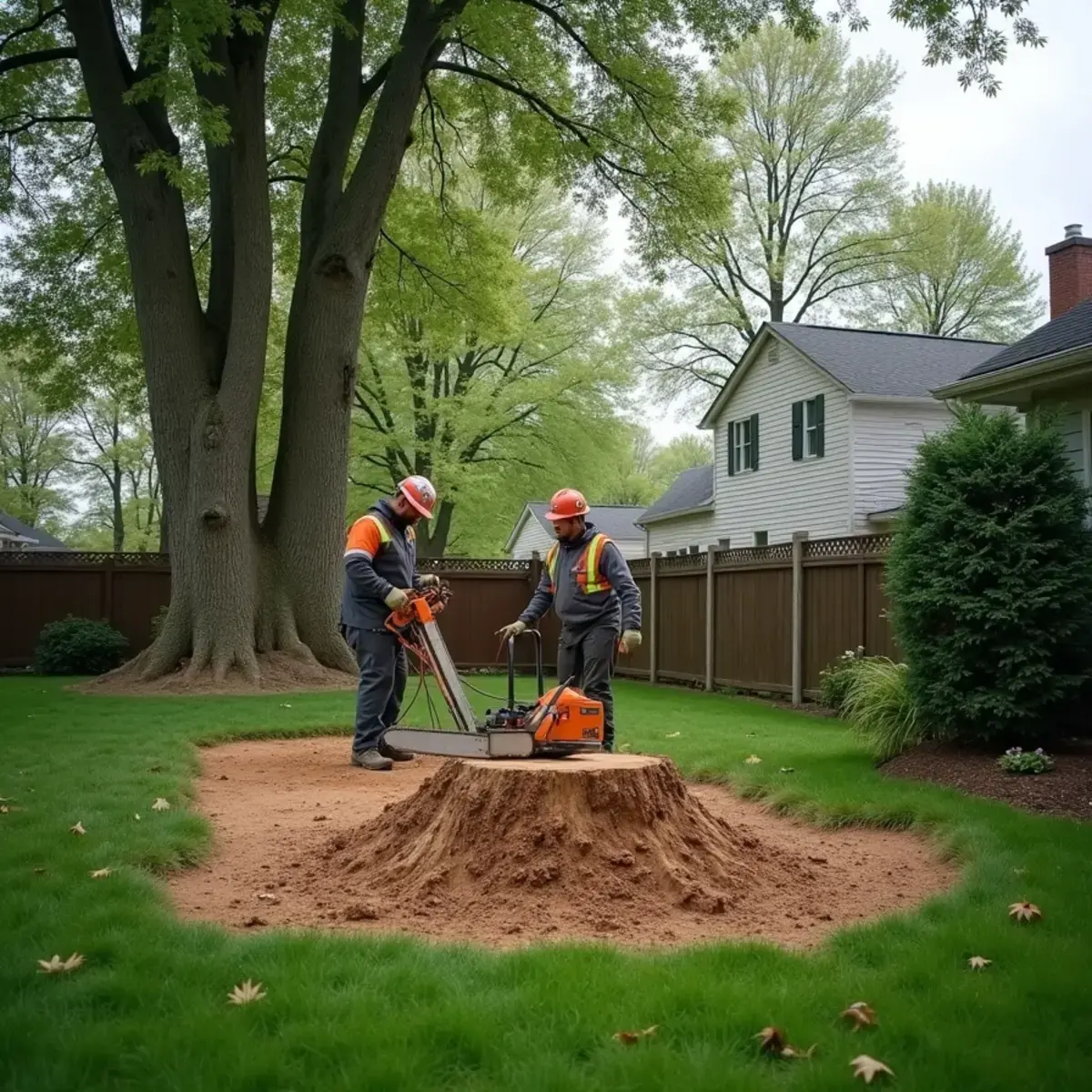 Michigan back yard raked clean after a large tree removal